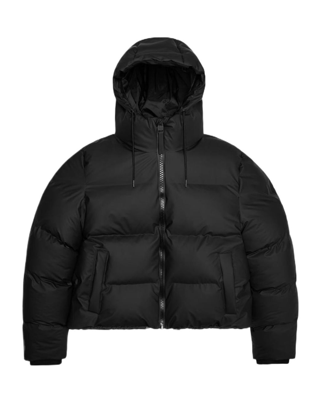 Rains Black Alta Short Puffer Jacket