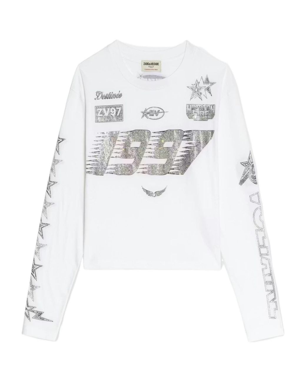 Zadig & Voltaire White Strass Multi Cross Top