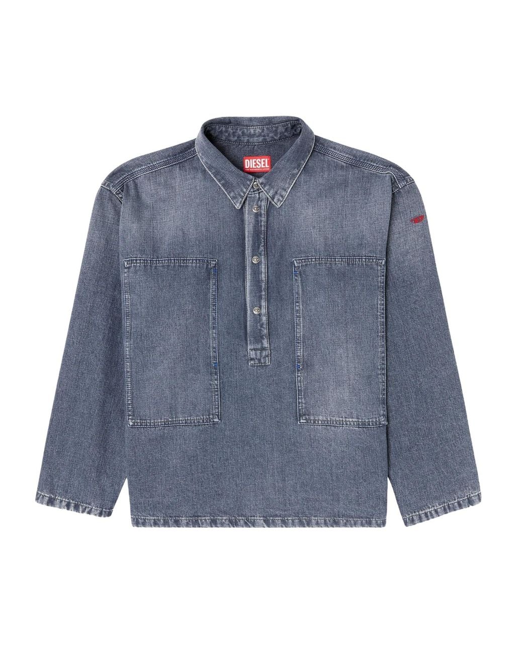 DIESEL Blue De-Priss Henley Denim Top