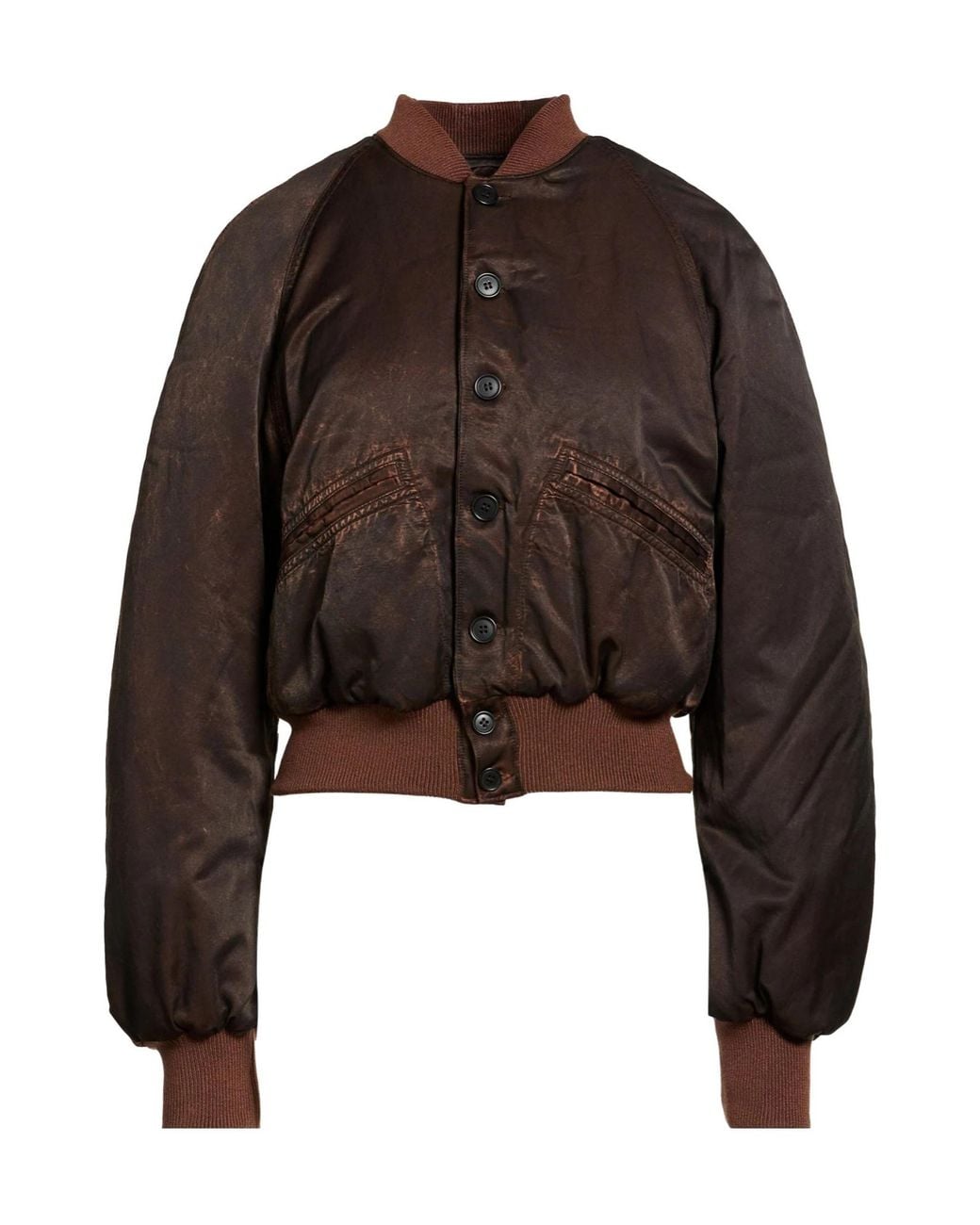 MM6 by Maison Margiela Brown Solid-Colored Thick Satin Coat