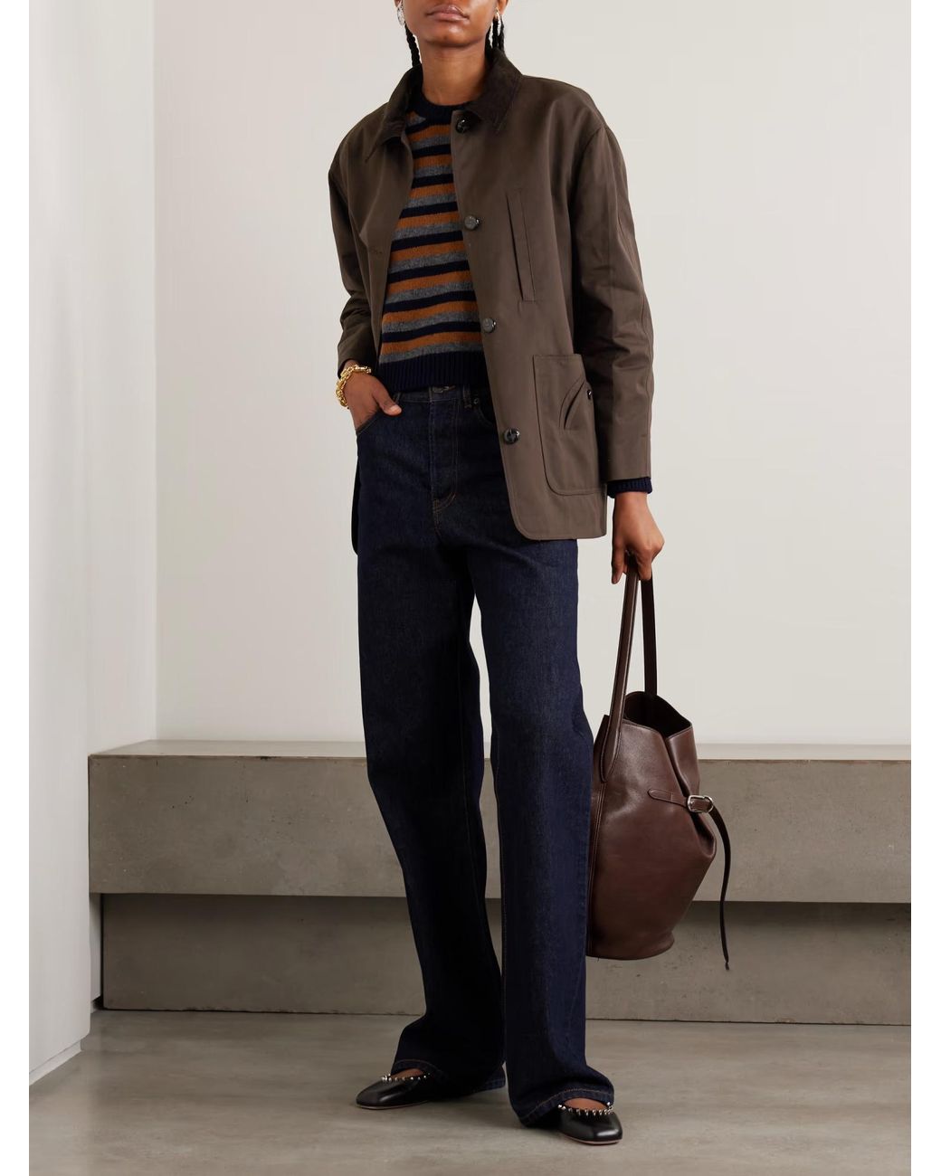 Blazé Milano Brown Corduroy-Collar Coat