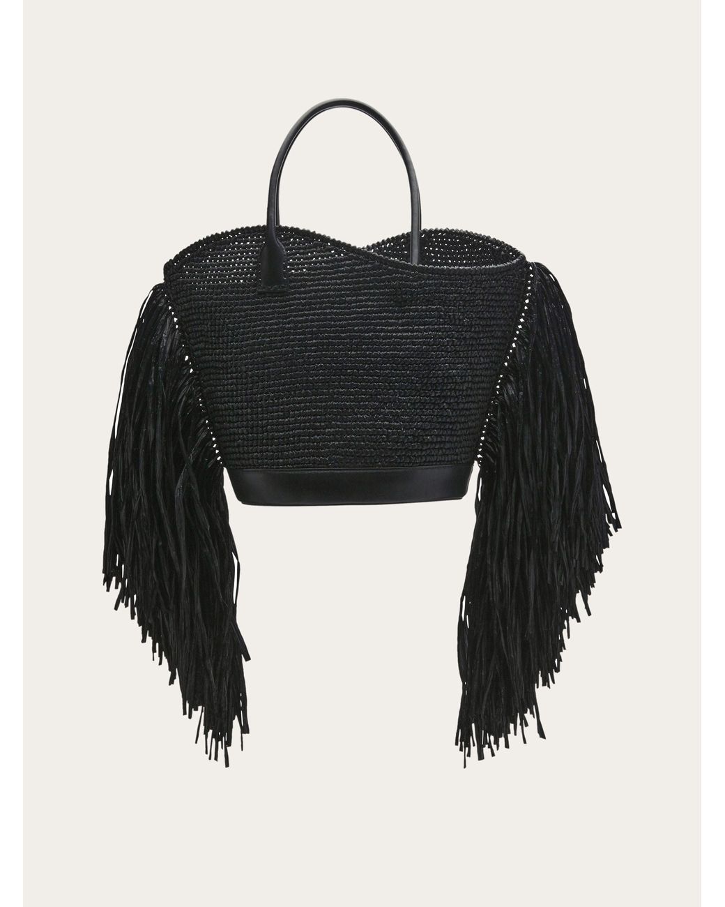 Ferragamo Black Ferragamo Fringed Tote Bag