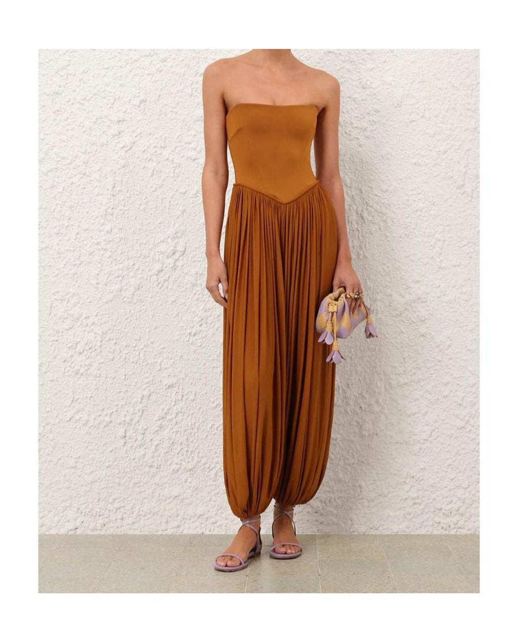 Zimmermann Brown Luna Corset Jumpsuit