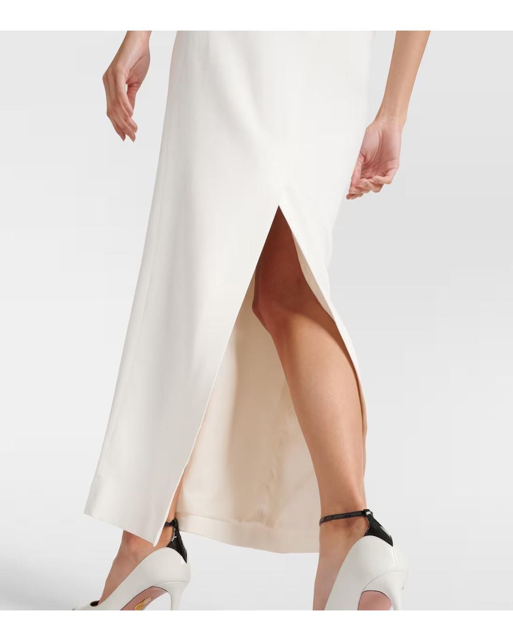 Alessandra Rich White Organza-Trimmed Crepe Bodice Dress