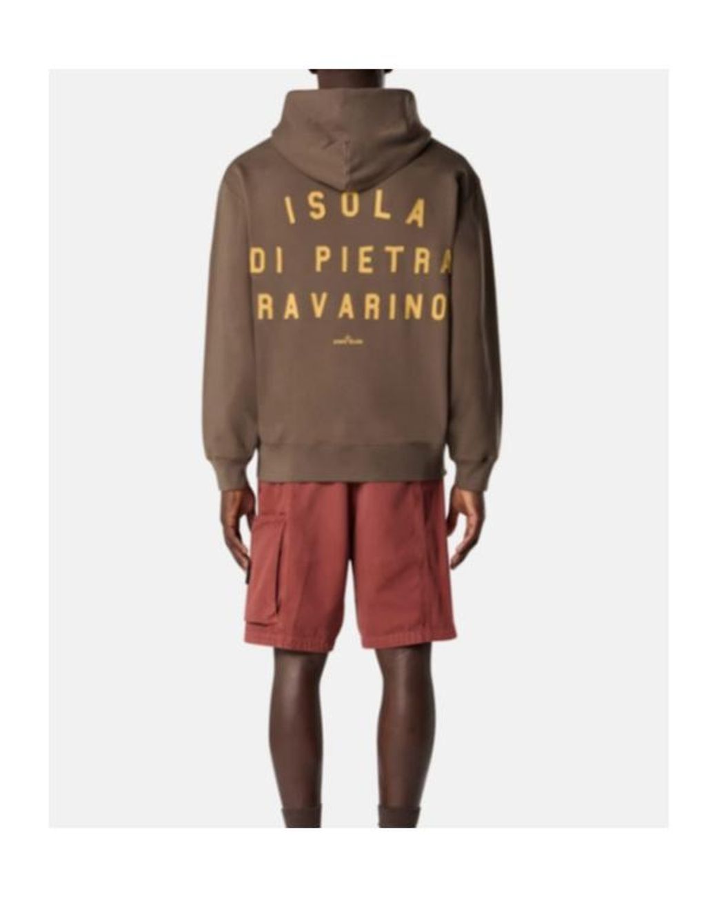 Stone Island Brown Compass Printed Garment Dyed Sweatshirt for men