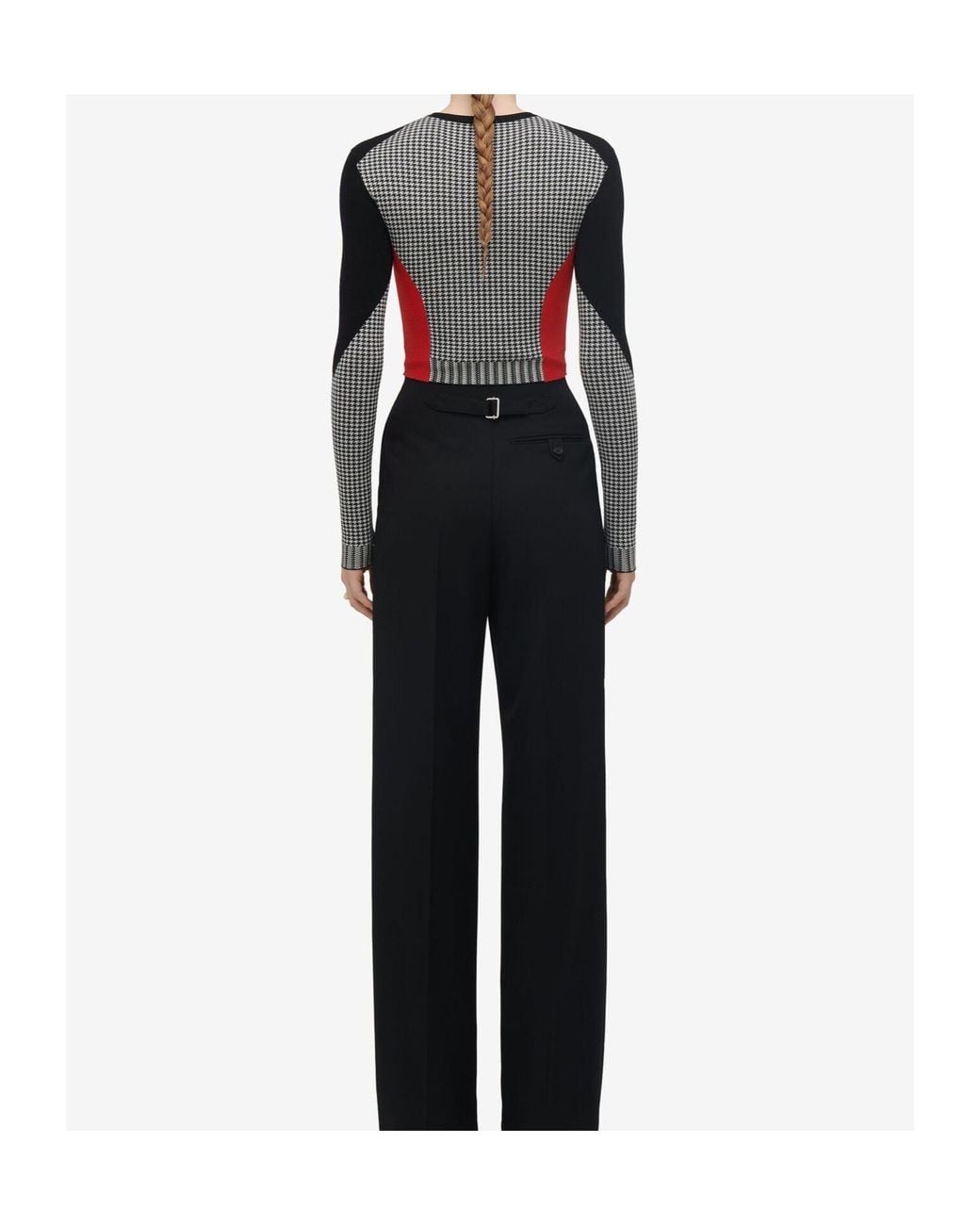 McQueen Black Dogtooth Color-Block Pullover