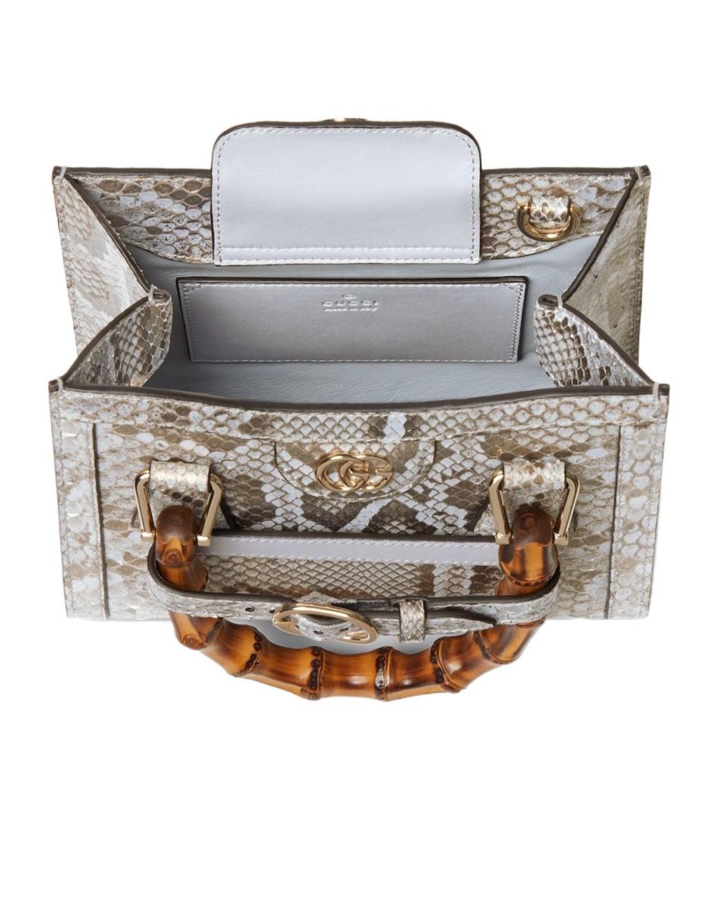 Gucci Metallic Diana Mini Python Tote Bag