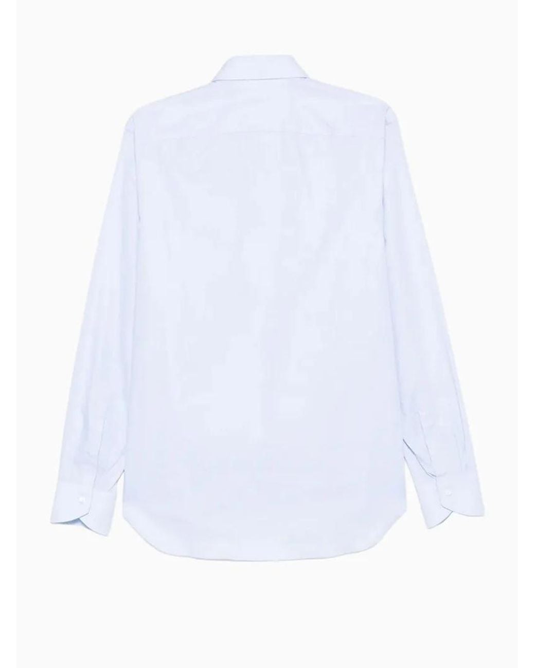 Canali White Long-Sleeve Cotton Shirt for men