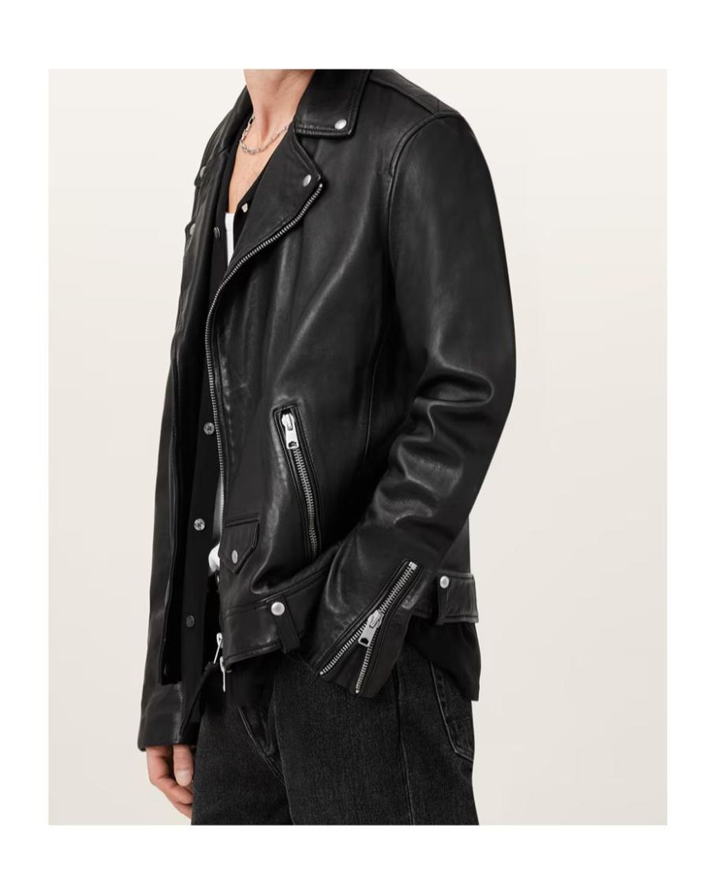 AllSaints Black Classic Biker Jacket for men