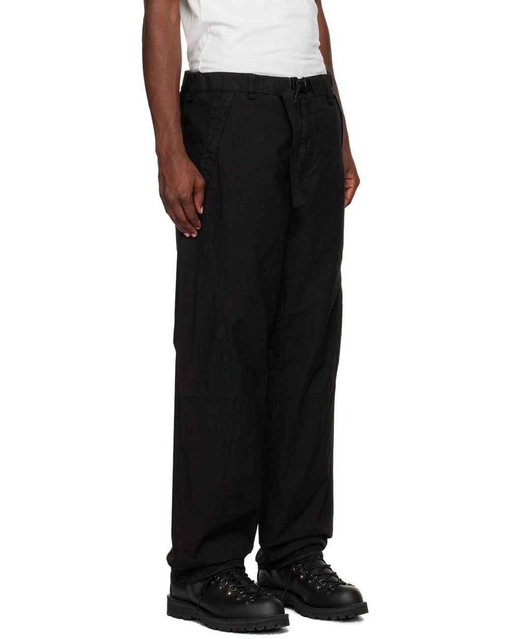 C P Company Blue Belted Straight Leg Pants for men