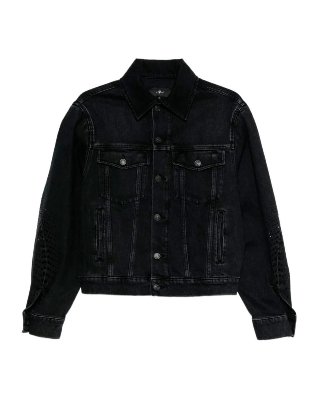 7 For All Mankind Black Twisted Crystal Jacket