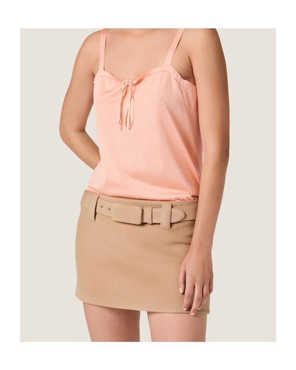 Miu Miu Natural Waxed Double Wool Miniskirt