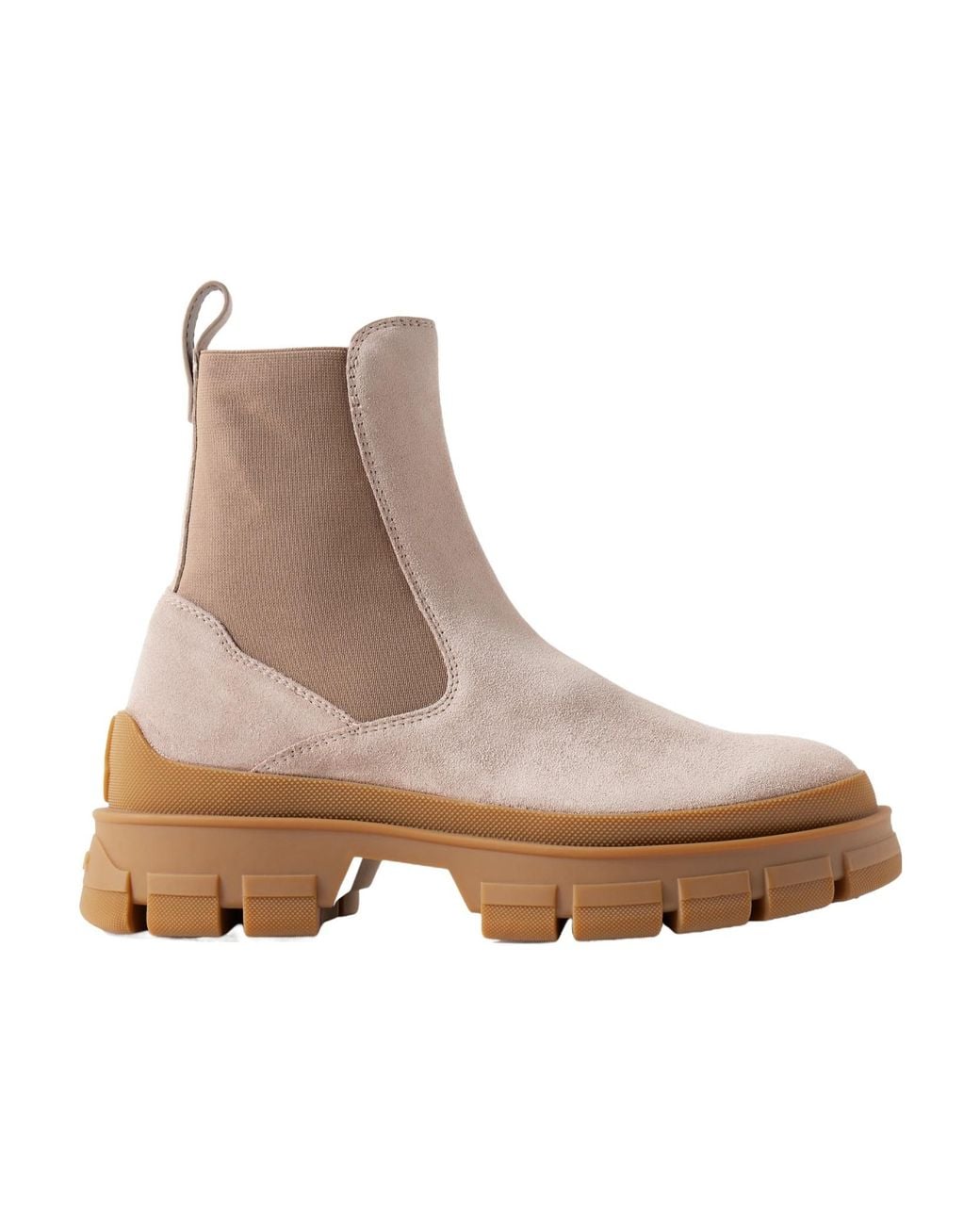 Moncler Natural Round-Toe Chelsea Boots