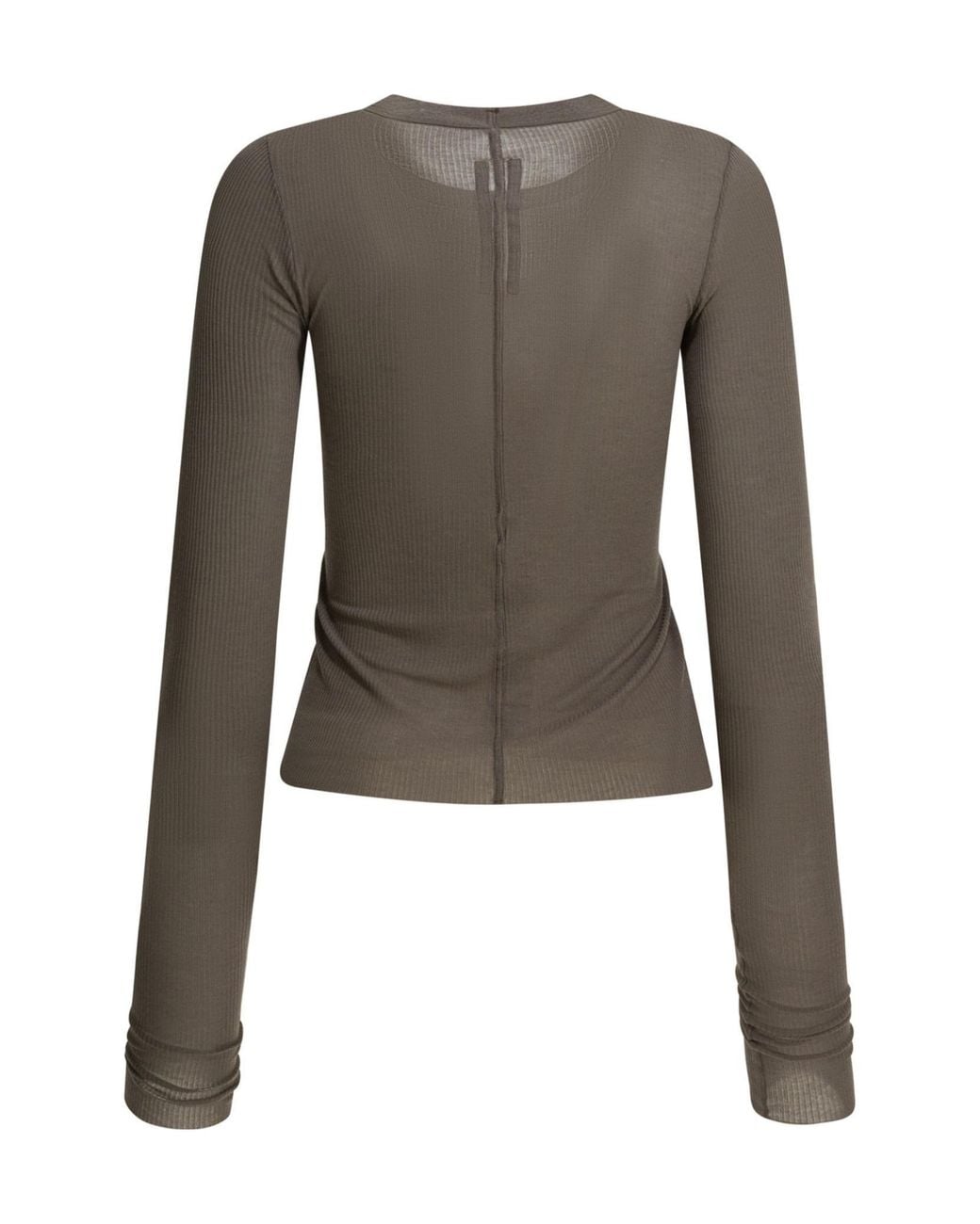 Rick Owens Gray Temple Cropped Rib Ls T-Shirt