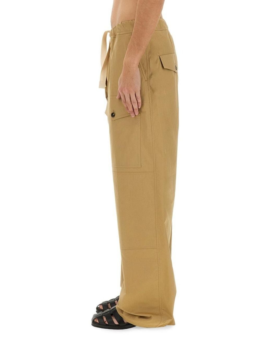 Dries Van Noten Natural Drawstring Wide-Leg Trousers for men