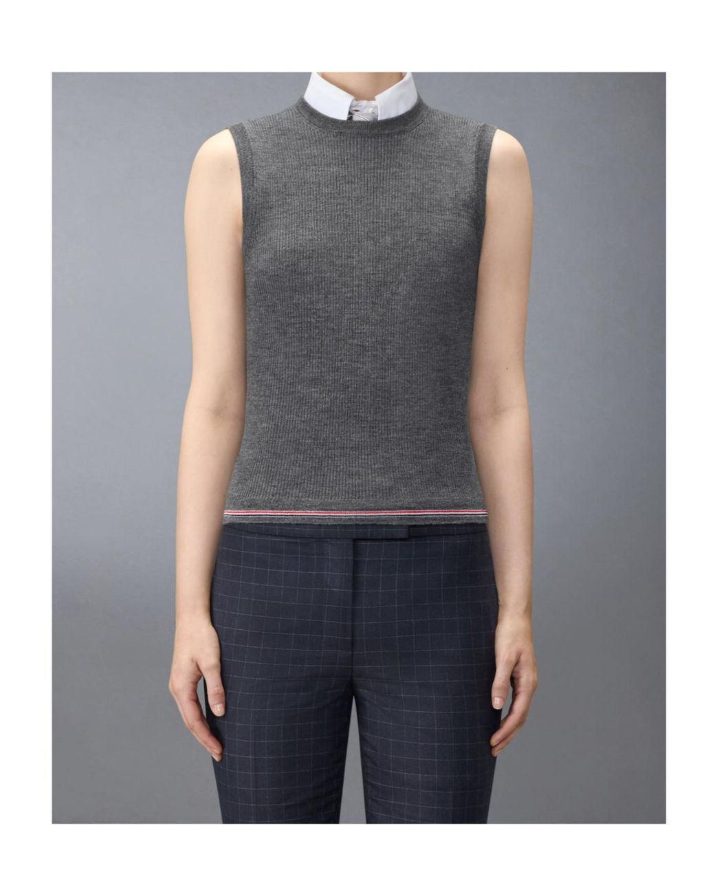 Thom Browne Gray Sleeveless Crewneck Top