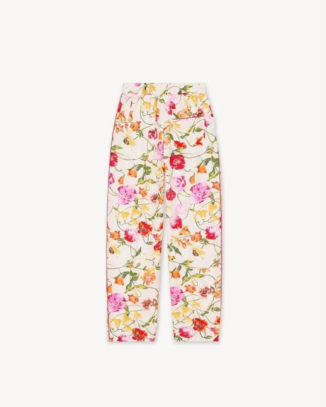 KENZO White Floral Print Drawstring Pants