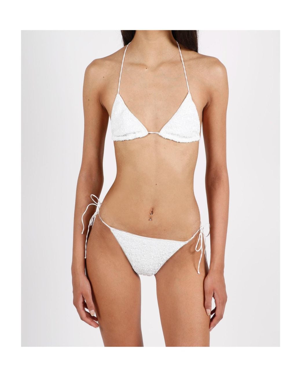 Oseree White Oséree Sequin Embellished Bikini Set