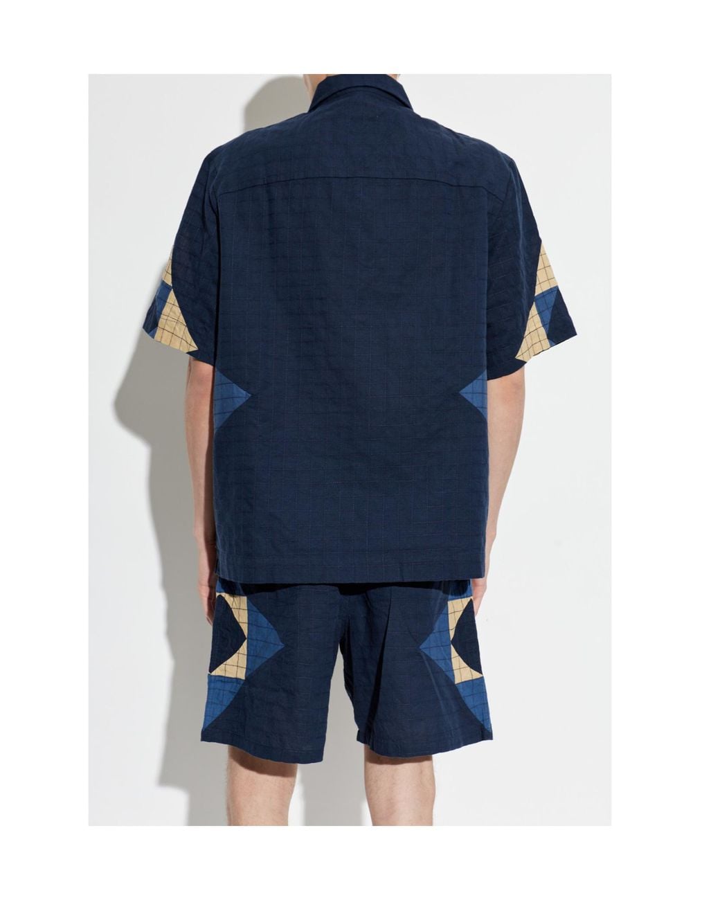 A.P.C. Blue Patchwork Short Sleeve Shirt for men