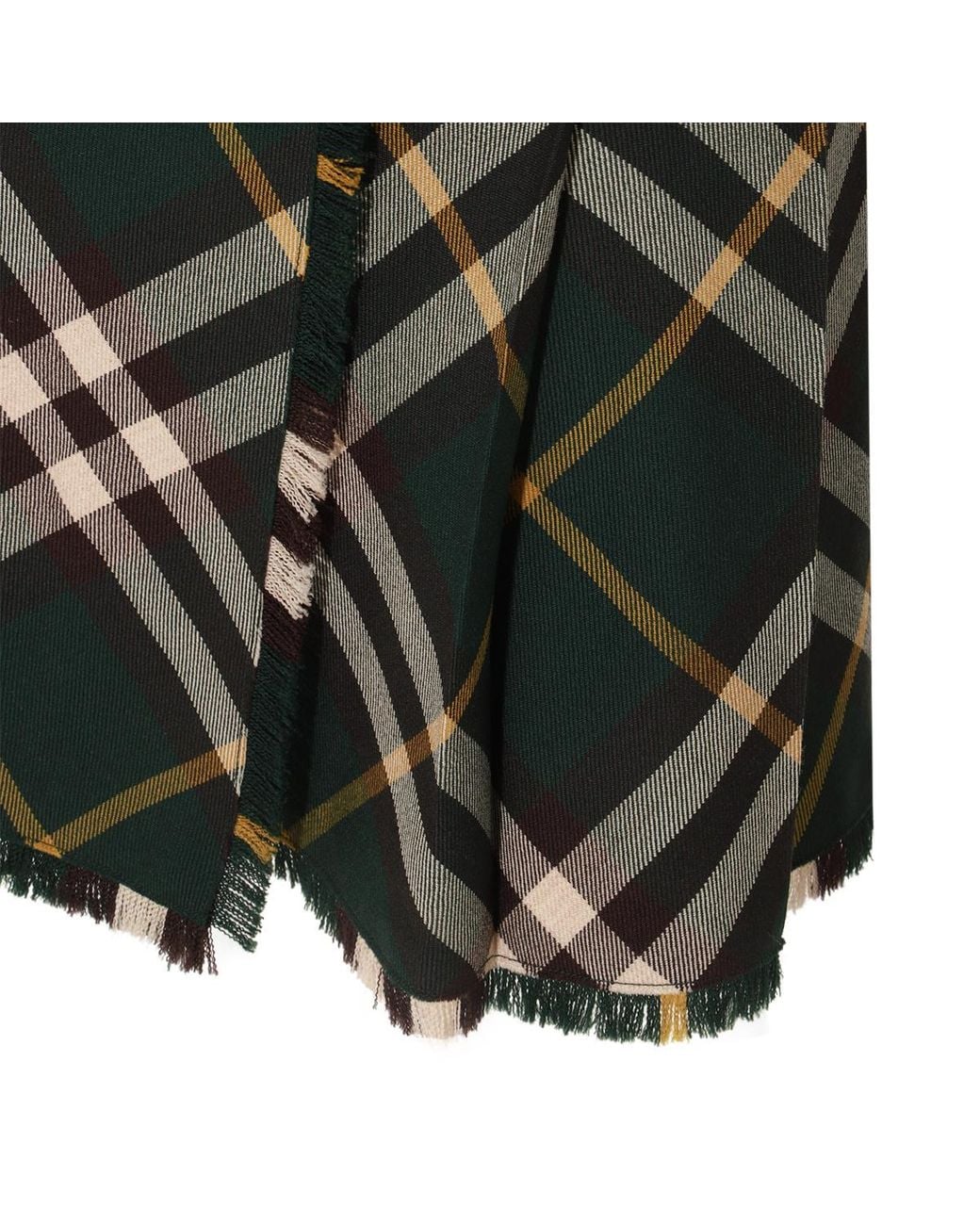 Burberry Green Check Printed Pleated Skirt