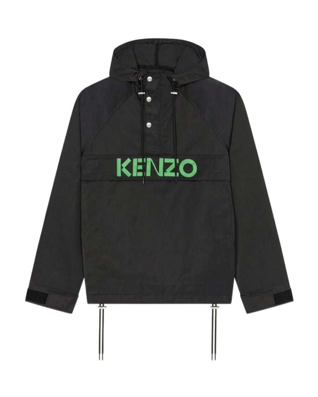 KENZO Black Logo Printed Drawstring Hoodie for men