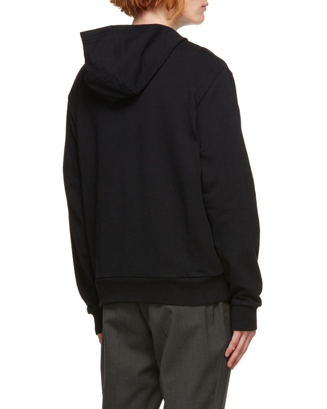 Zegna Blue Logo-Print Cotton Hoodie for men