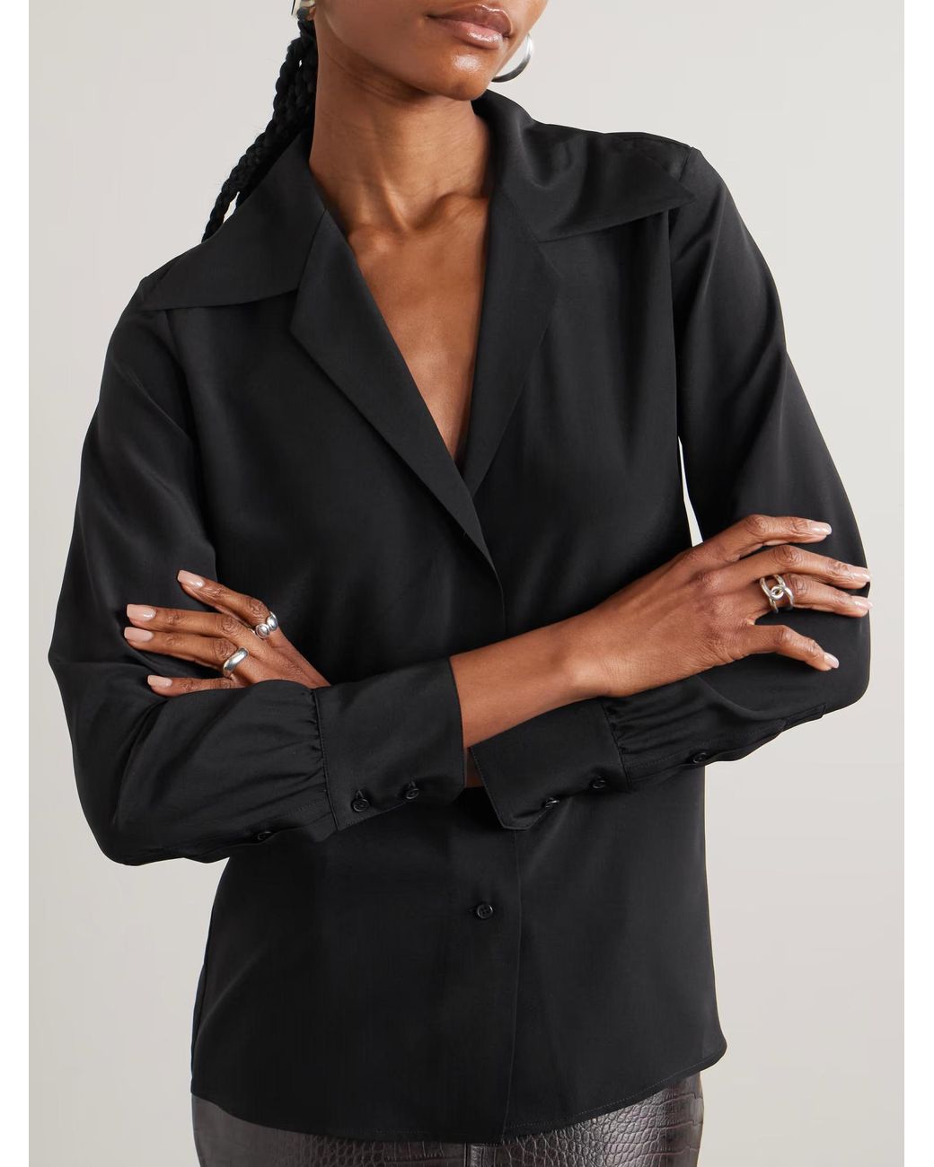Nili Lotan Black Joxe Long-Sleeved Shirt