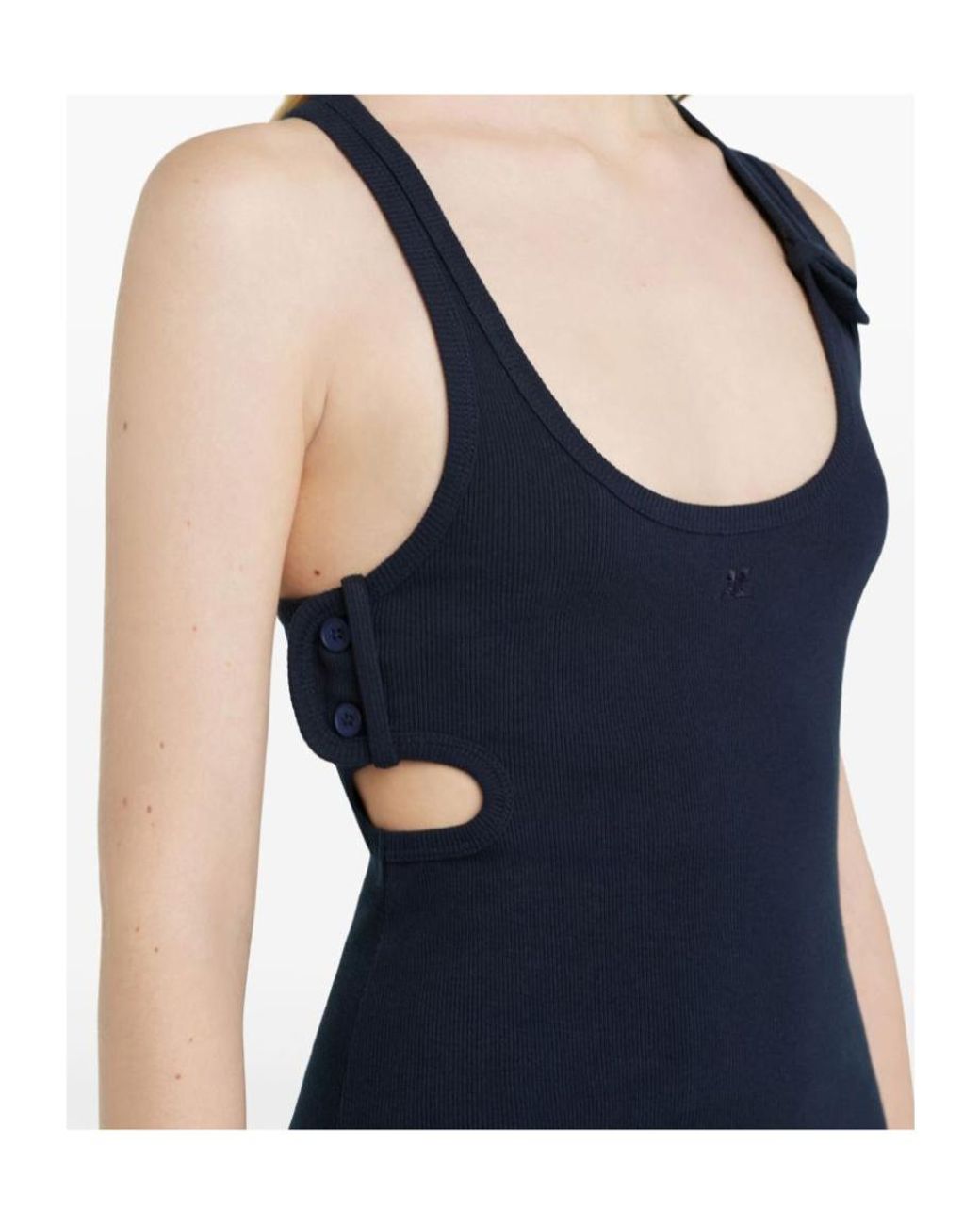 Courreges Blue Courrèges 90's Cut-Out Detailed Ribbed Mini Dress