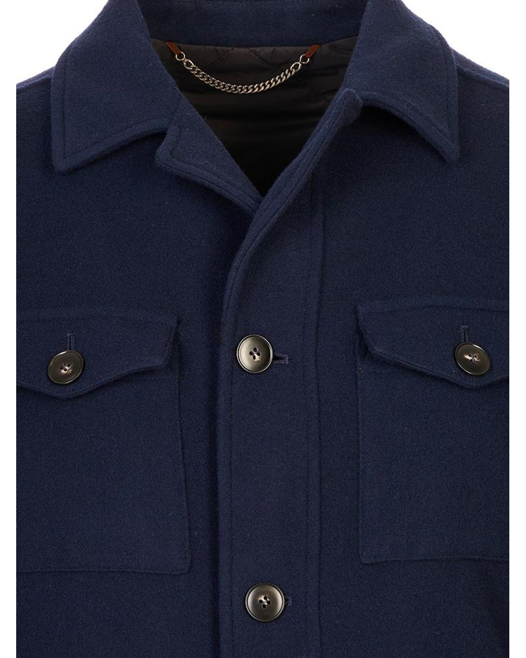 Canali Blue Long-Sleeved Casual Jacket for men