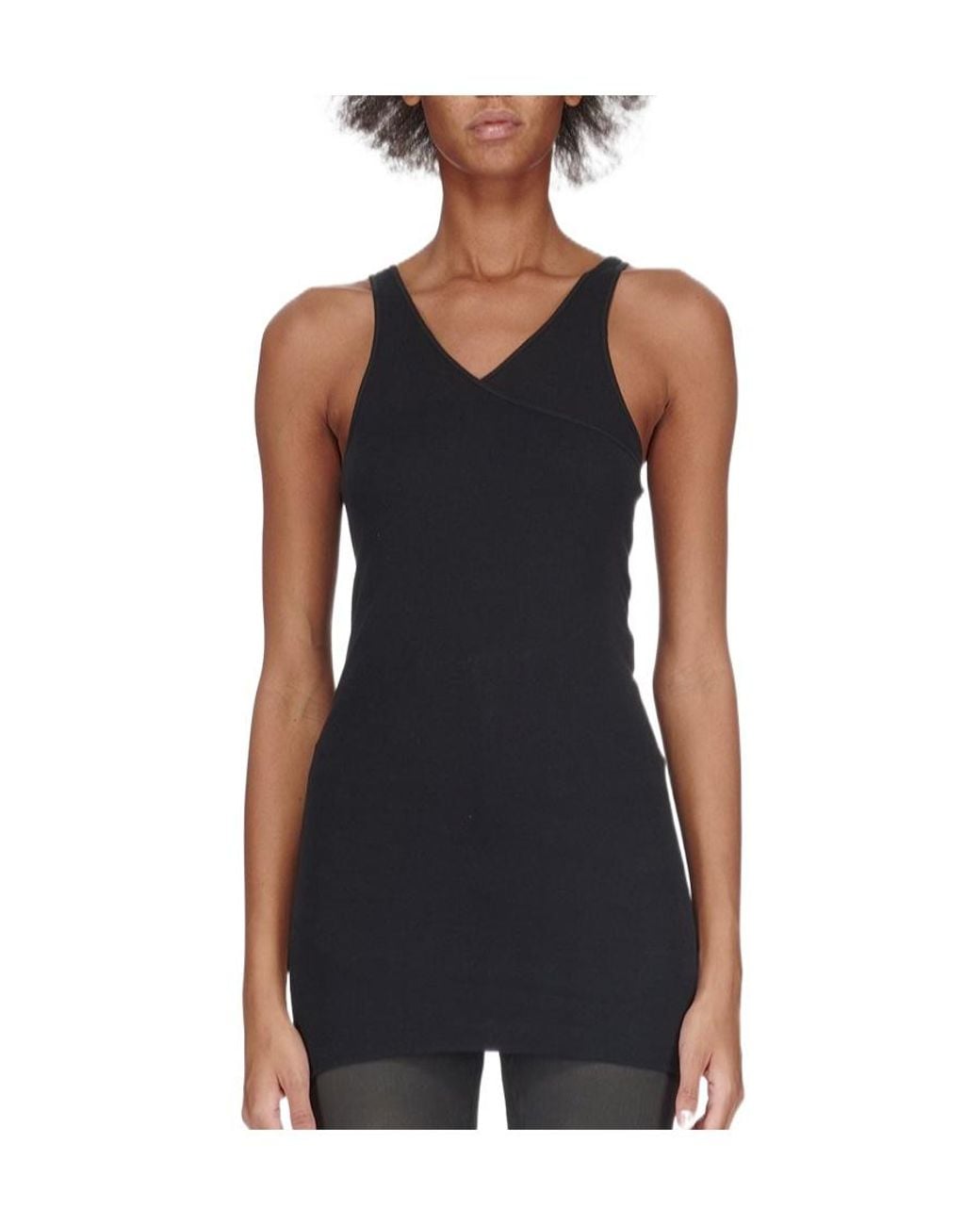 Rick Owens Black Double-Ziggy Cotton Tank Top