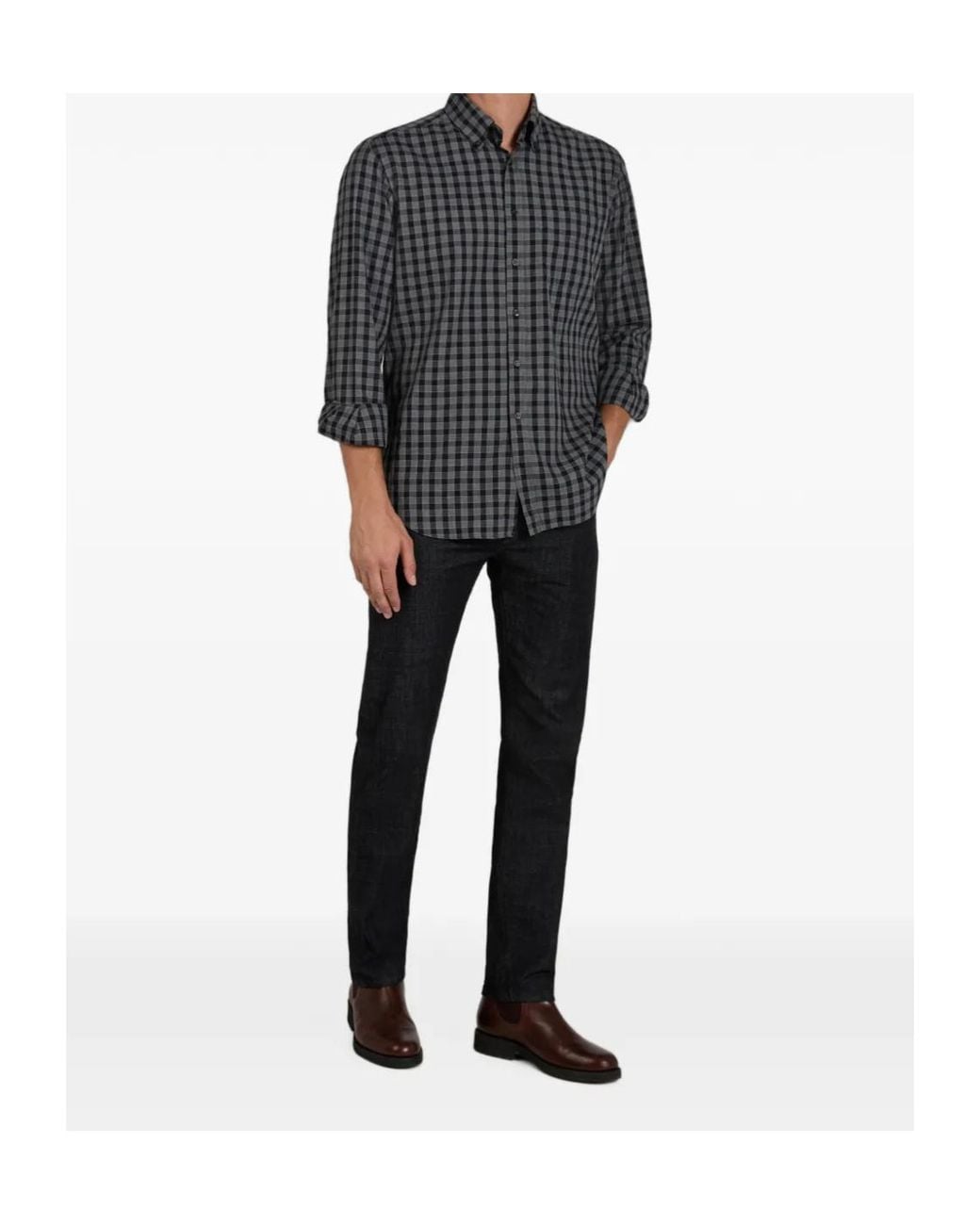 Incotex Gray Straight-Leg Five-Pocket Jeans for men