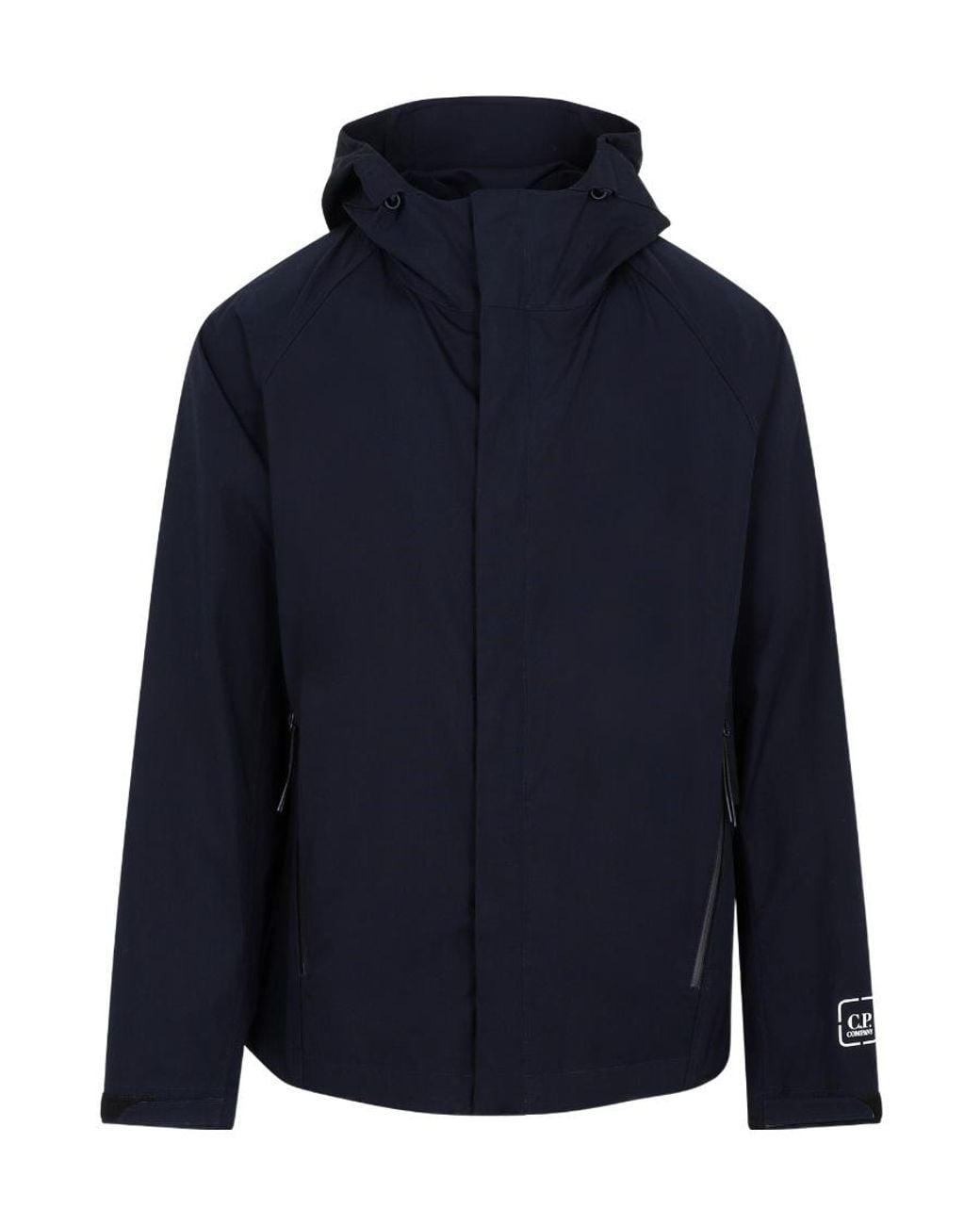C P Company Blue Long-Sleeved Zipped Hooded Jacket for men