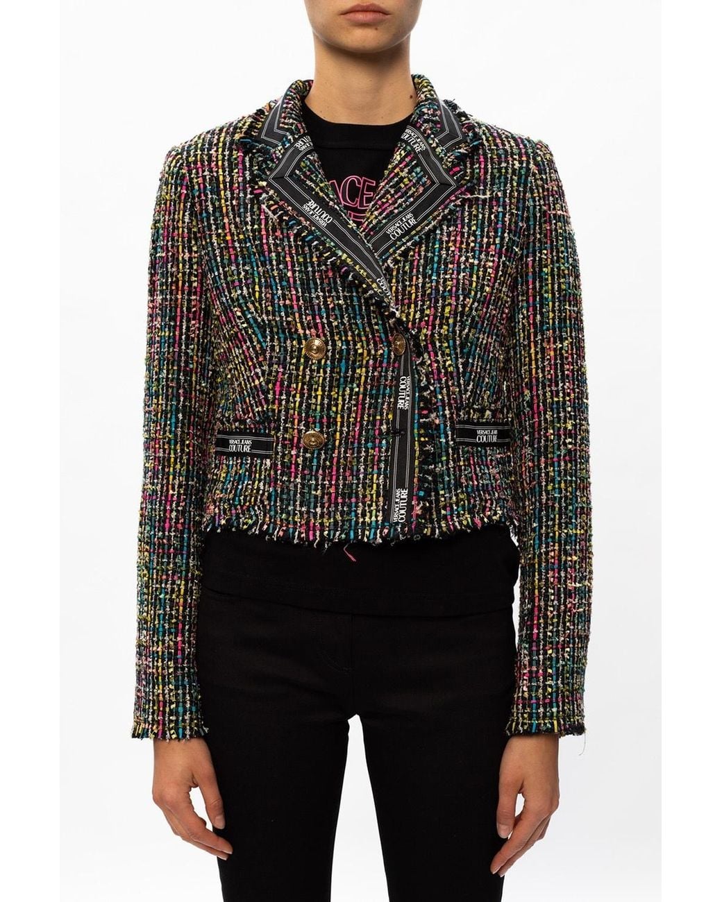 Versace Jeans Black Double-Breasted Casual Jacket