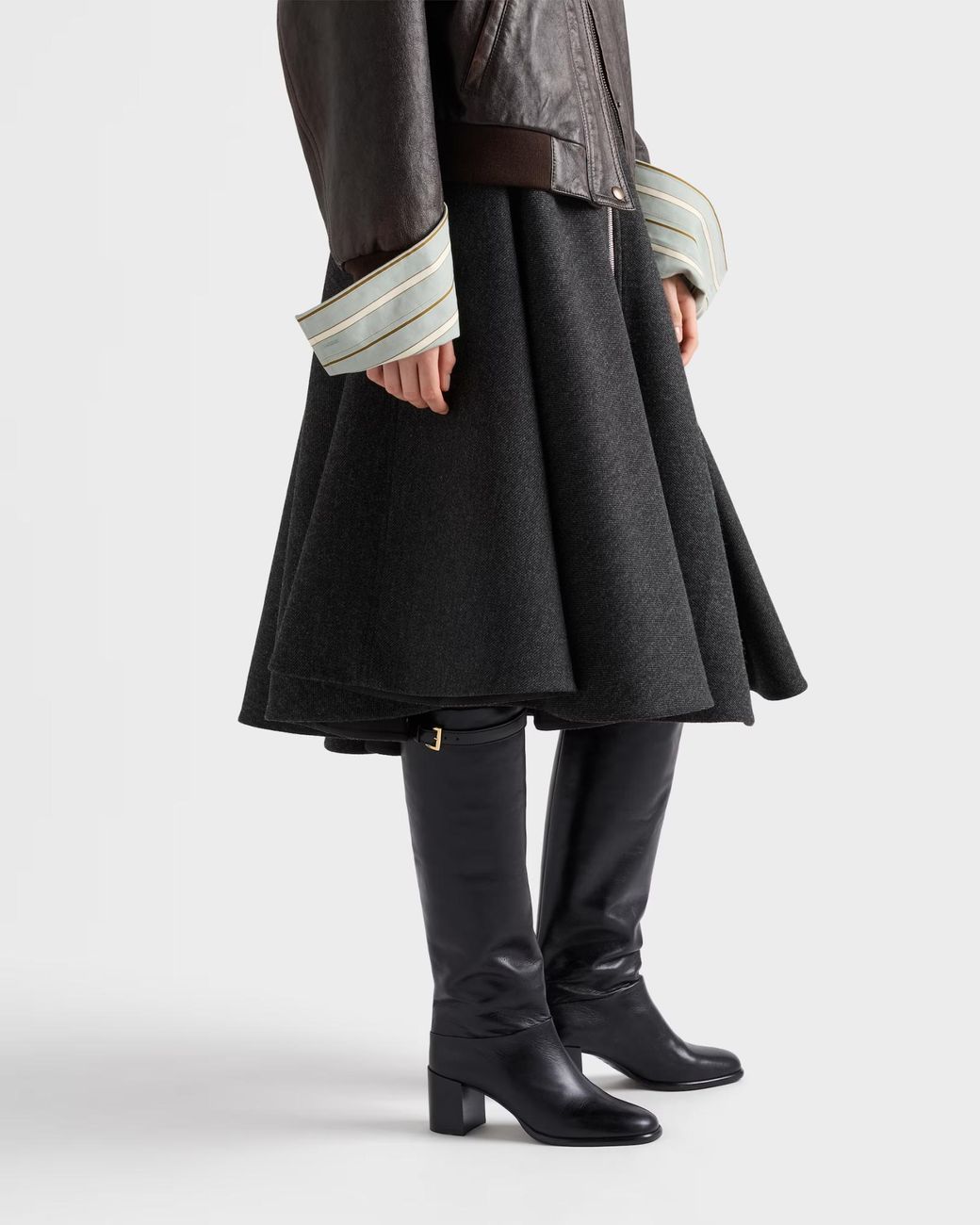 Prada Black Triangle Logo High Boots