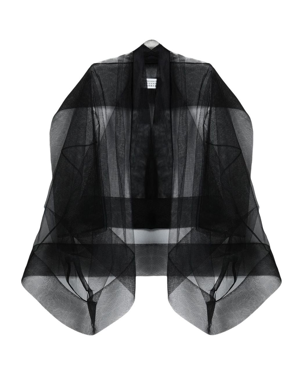 Maison Margiela Black Solid-Color Tulle Shawl Dress