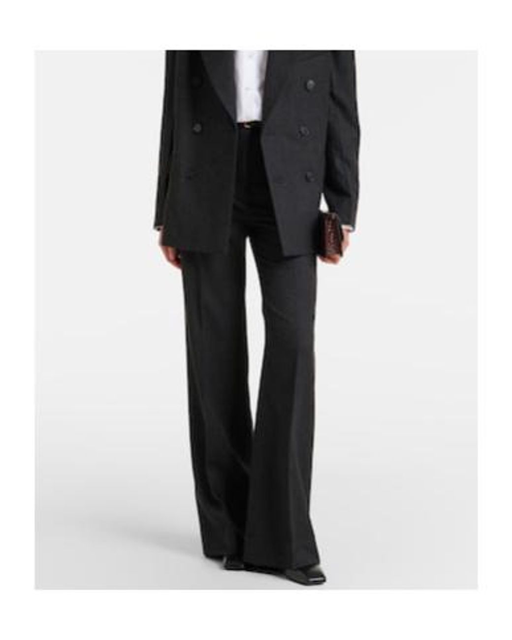 Victoria Beckham Black Virgin Wool Flared Pants