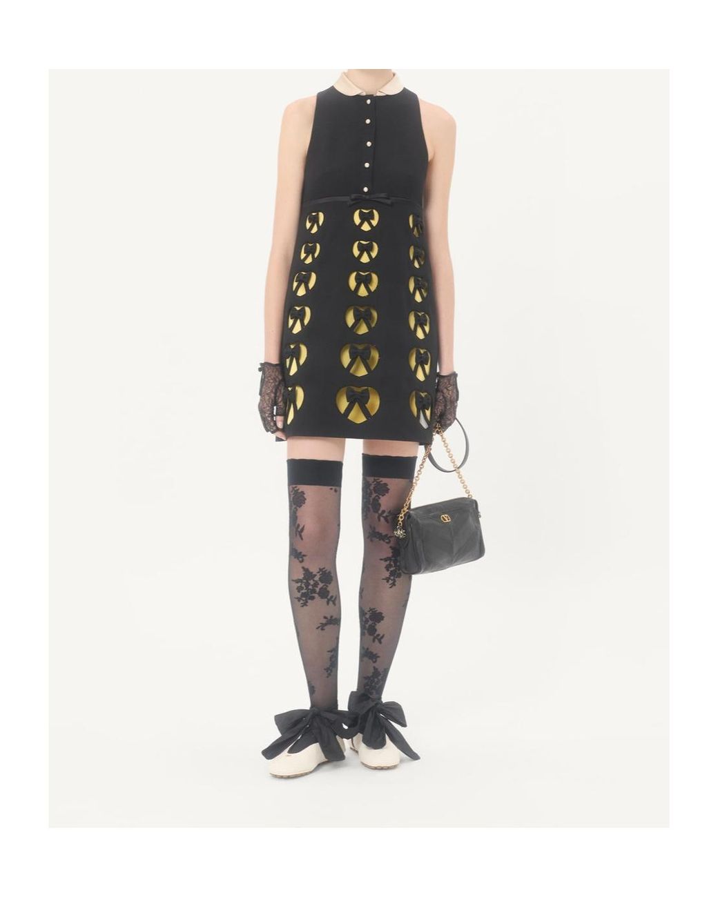 Valentino Black Collared Sleeveless Dress