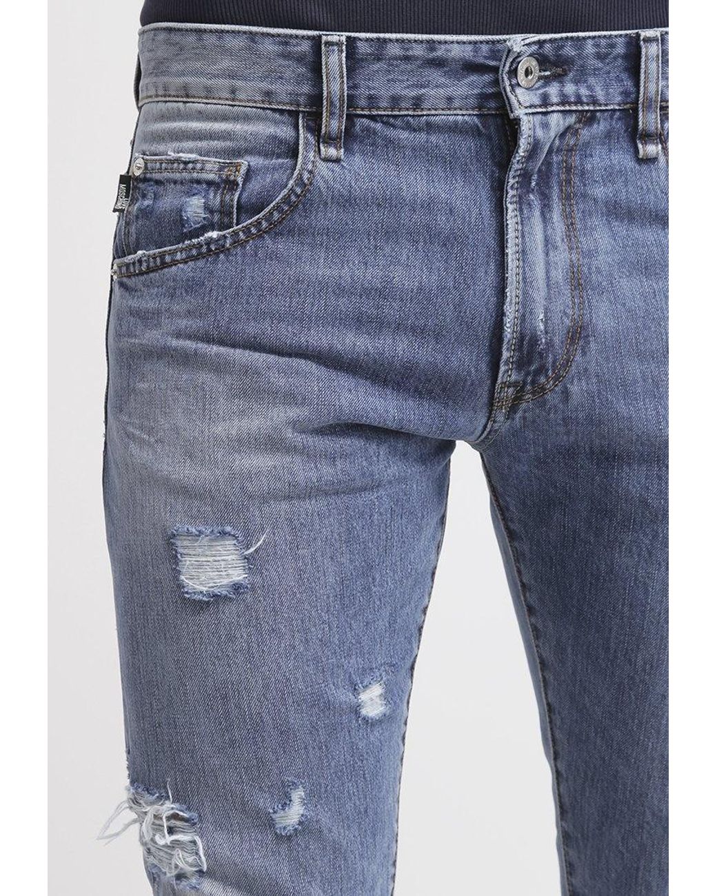 Moschino Blue Printed Jeans for men