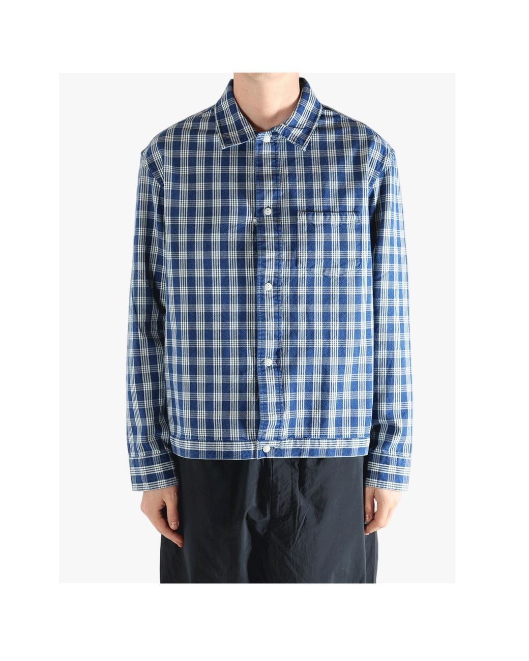 Polo Ralph Lauren Blue Checked Button-Up Overshirt for men