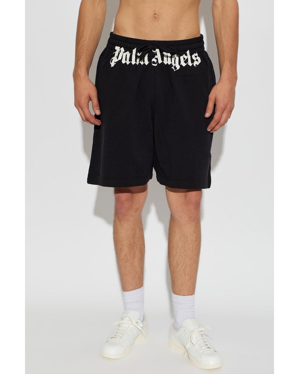 Palm Angels Black Logo Printed Shorts for men