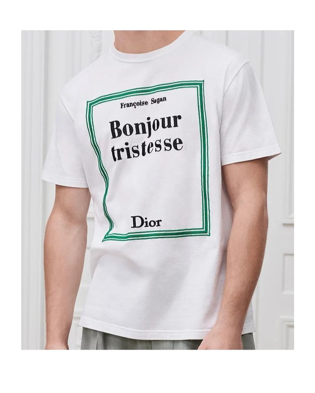 Dior White T-Shirt With Book Cover Embroidery, Relaxed Fit for men