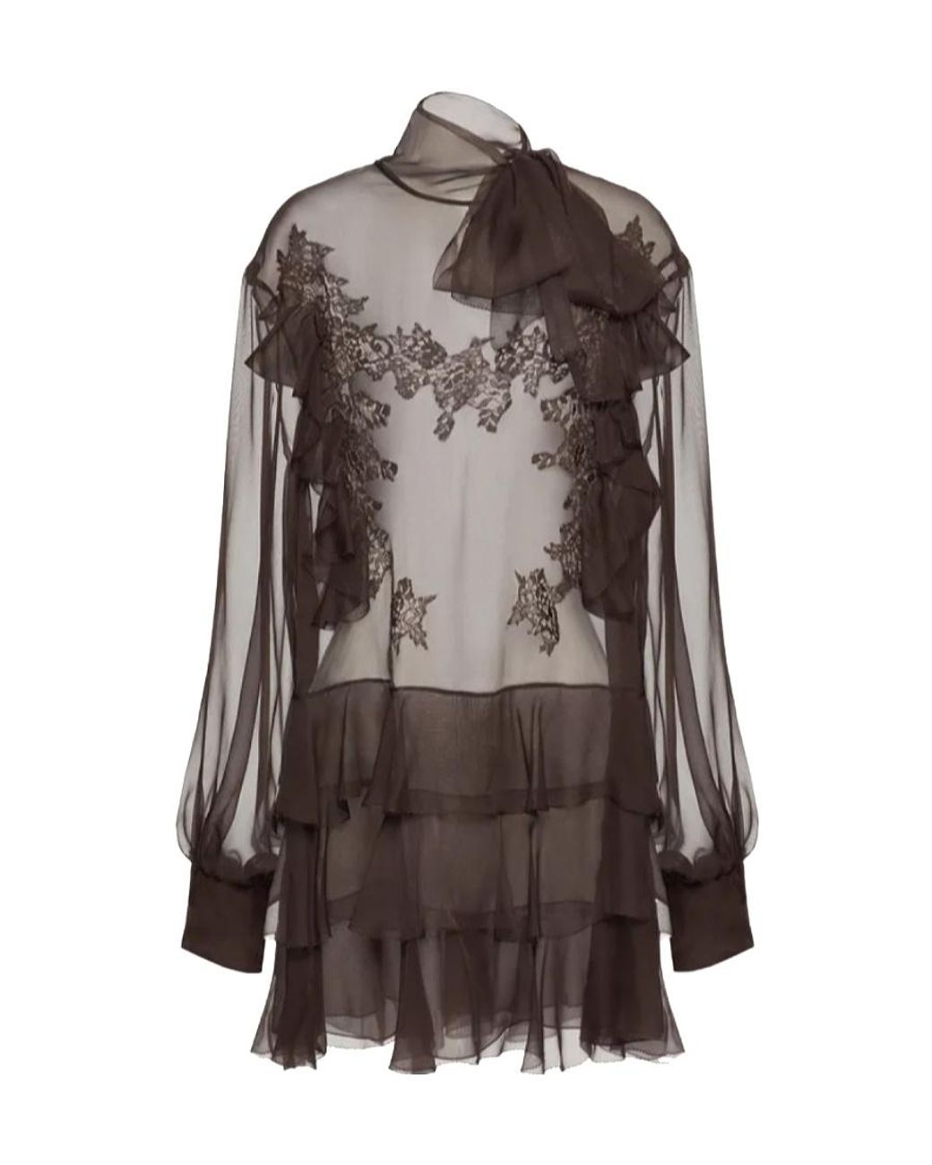 Valentino Brown Logo Chiffon Pullover