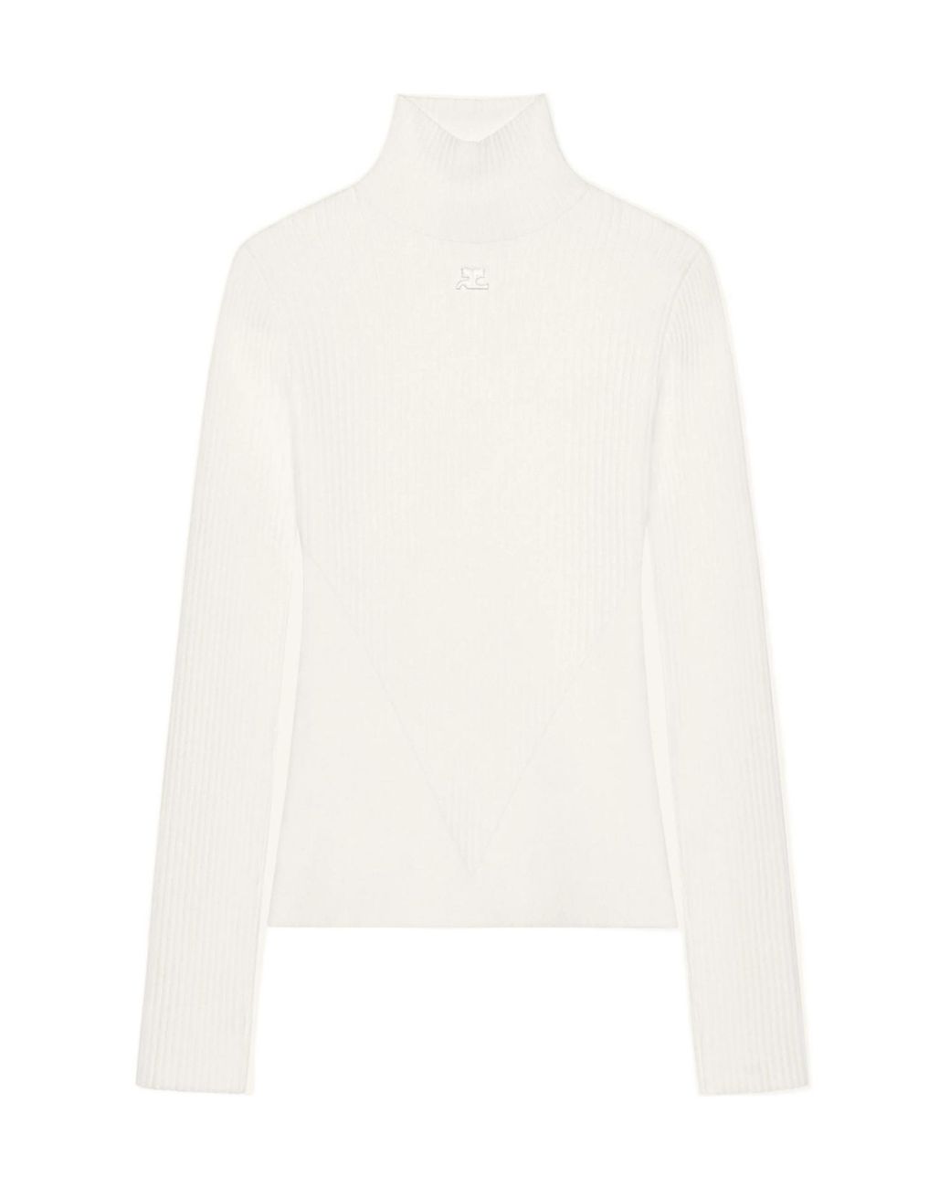 Courreges White Logo-Embroidered Turtleneck Top