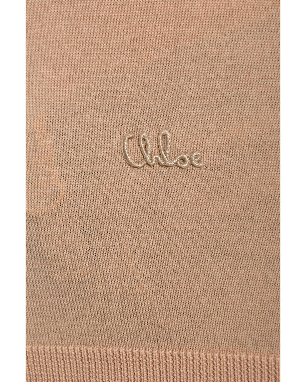 Chloé White Chloé Embroidered Logo Knitted Top