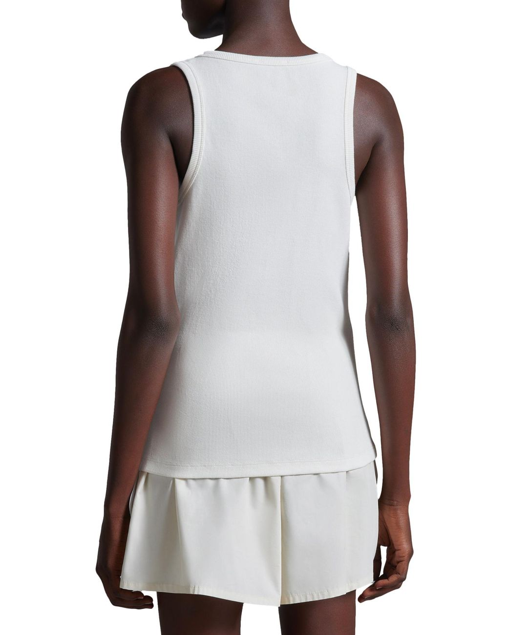 Moncler Gray Logo Embroidered Ribbed Tank Top