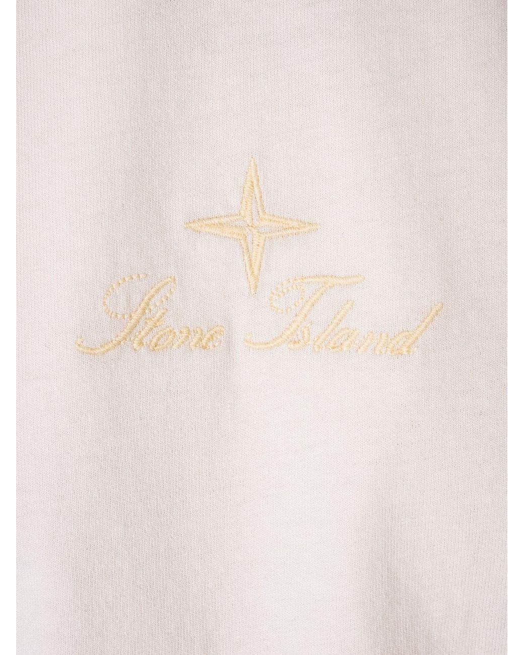 Stone Island White Crewneck Straight Hem T-Shirt for men
