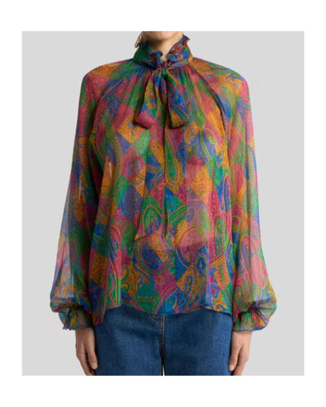 Etro Multicolor Pattern-Printed Ruffled Shirt