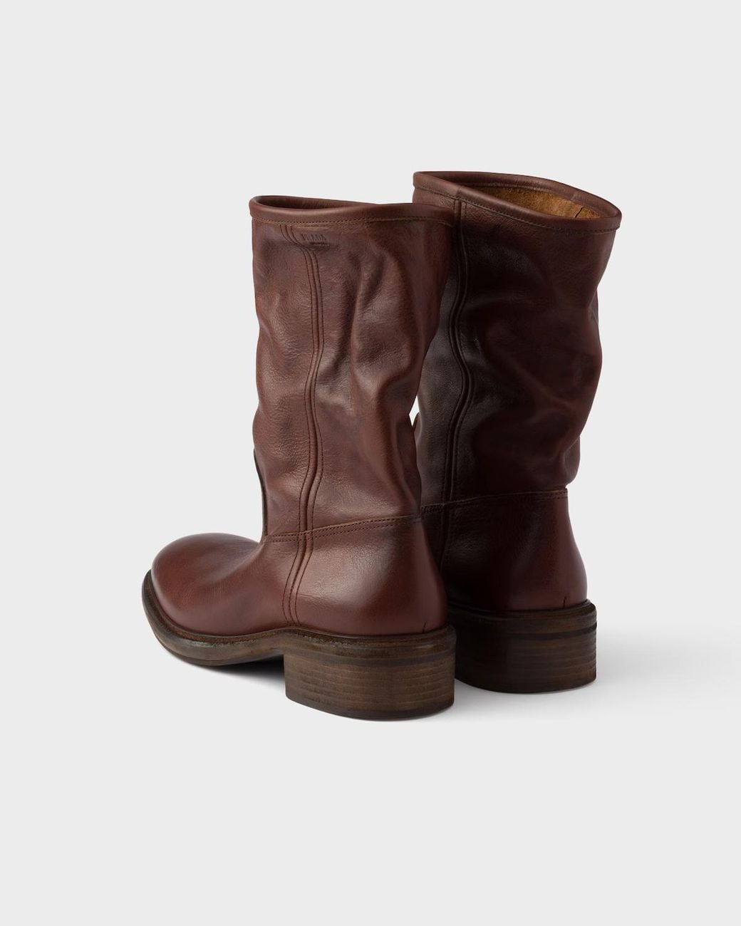 Prada Brown Vintage-Effect Leather Boots
