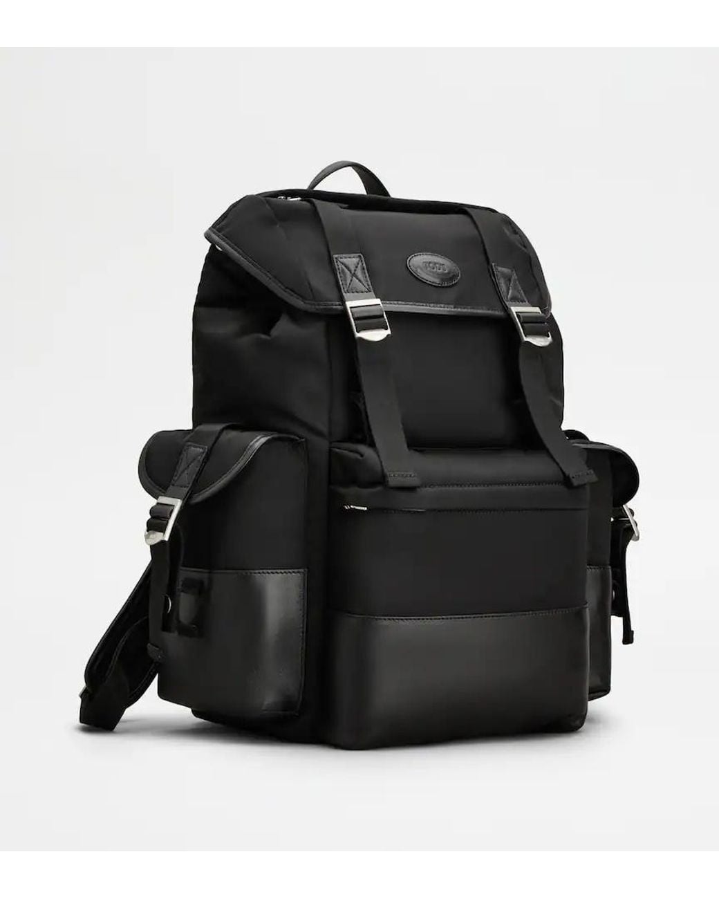 Tod's Black Logo Patch Buckle-Strap Backpack for men
