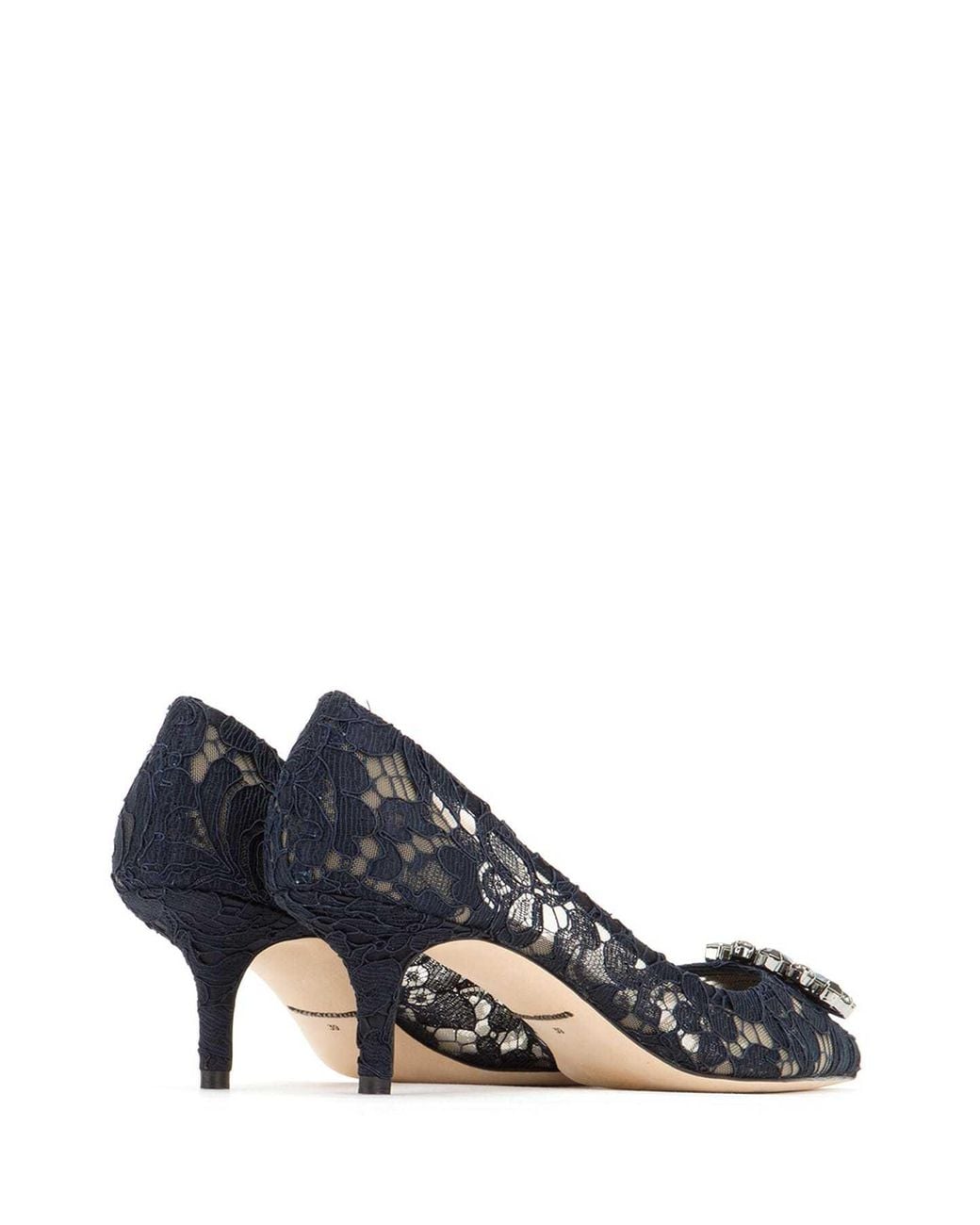 Dolce & Gabbana Blue Taormina Lace Embellished Pumps